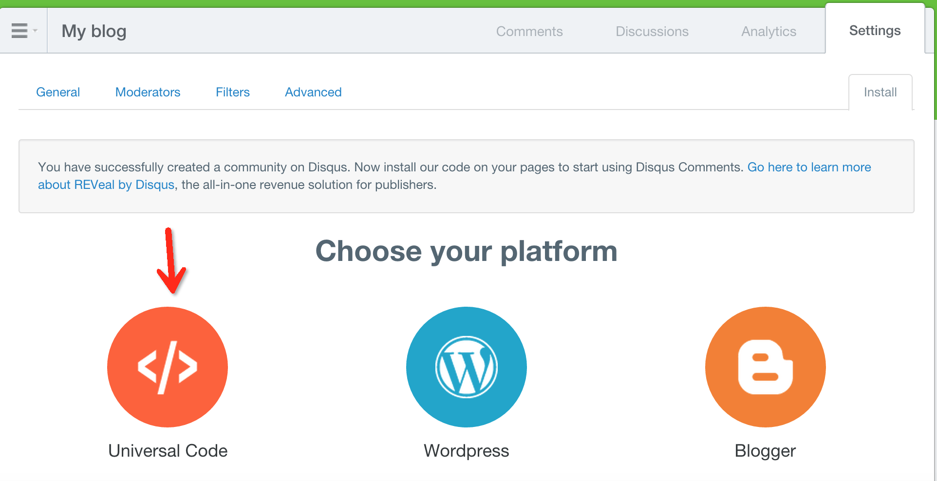 Disqus code selection